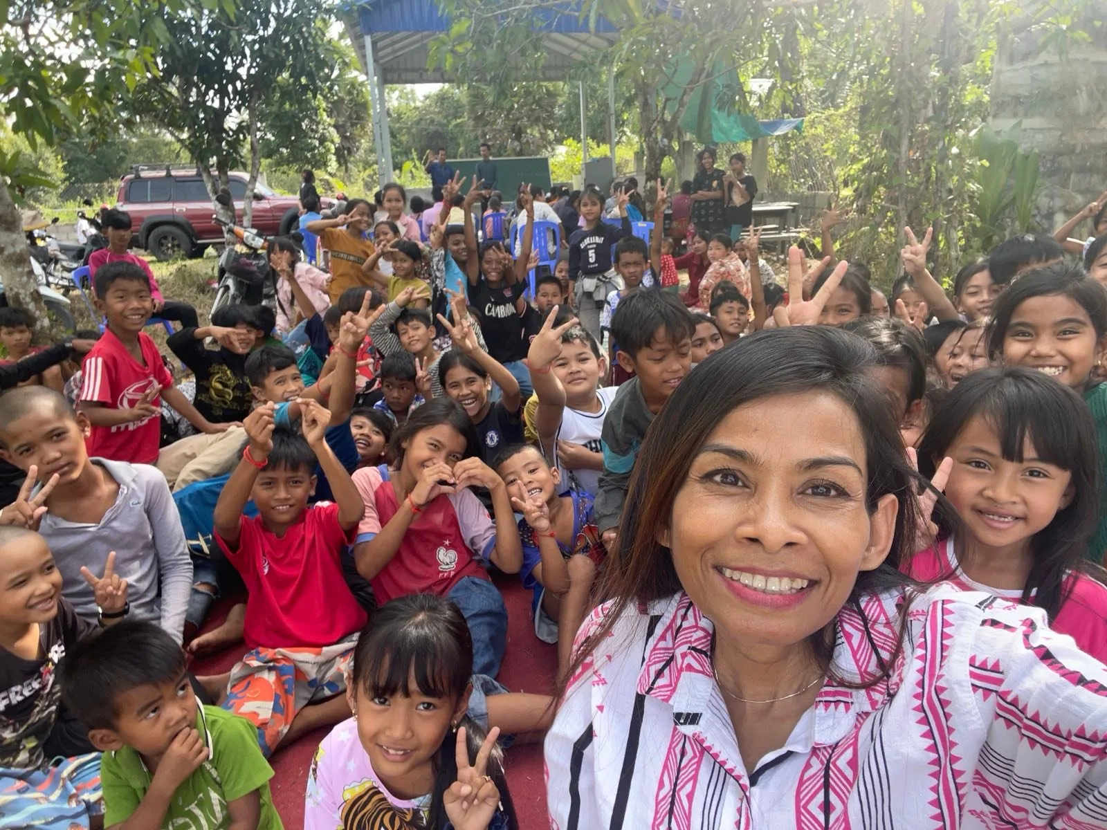 Children's ministry session during church planting in Takeo