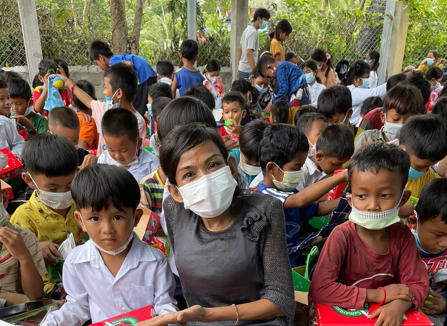 Children's ministry session during church planting in Takeo