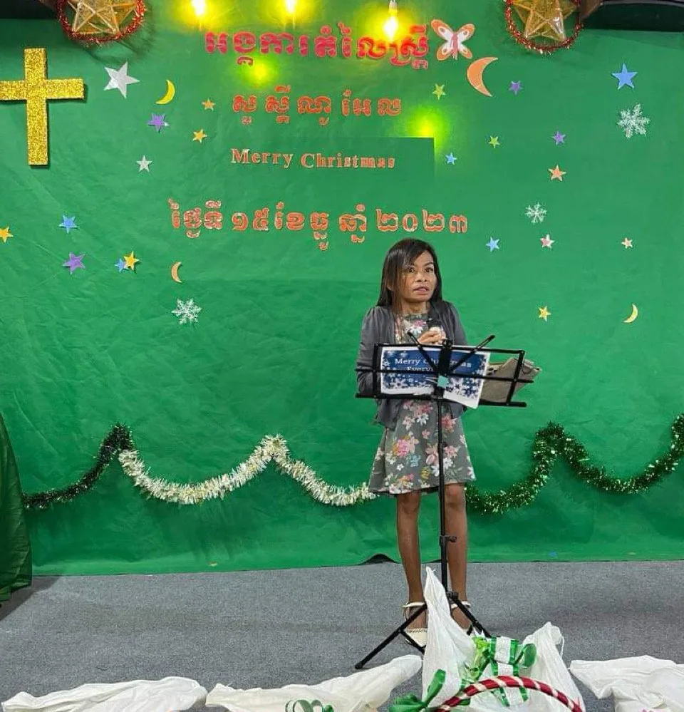 Naleng Real speaking as a guest at a Precious Women event